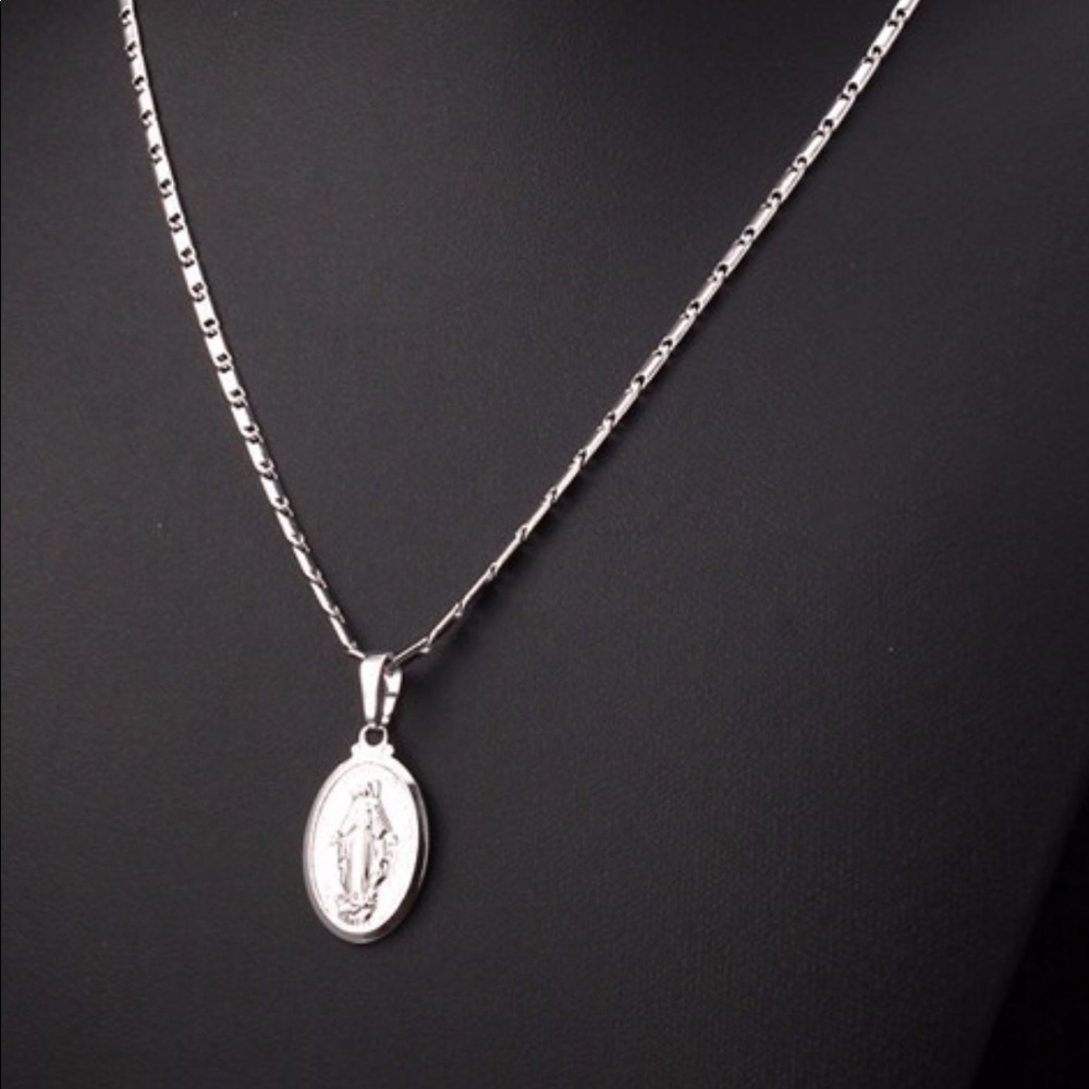 New 18k white gold Virgin Mary necklaces